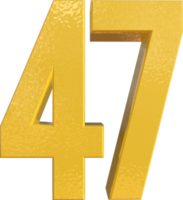 Number 47 Yellow Metal Paint 3D Render png
