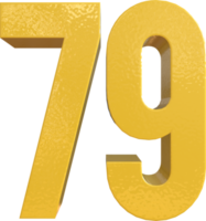 Numéro 79 peinture métal jaune rendu 3d png