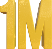 Number 1 Million Yellow Metal Paint 3D Render png