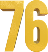 Number 76 Yellow Metal Paint 3D Render png