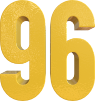 Numéro 96 peinture métal jaune rendu 3D png