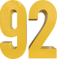 Numéro 92 peinture métal jaune rendu 3D png