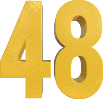 número 48 tinta de metal amarelo renderização 3d png