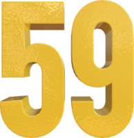 Nummer 59 gelbe Metallfarbe 3D-Rendering png