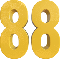 número 88 tinta de metal amarelo renderização 3d png