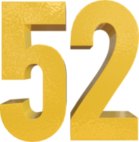 Number 52 Yellow Metal Paint 3D Render png