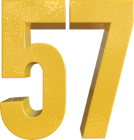 número 57 pintura de metal amarelo renderização 3d png