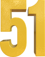 Number 51 Yellow Metal Paint 3D Render png