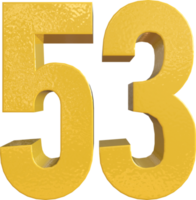 numero 53 giallo metallo dipingere 3d rendere png