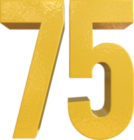 Number 75 Yellow Metal Paint 3D Render png