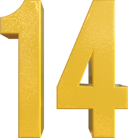 Number 14 Yellow Metal Paint 3D Render png