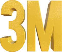 Nummer 3 Millionen gelbe Metallfarbe 3D-Rendering png