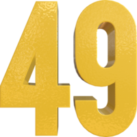 Number 49 Yellow Metal Paint 3D Render png