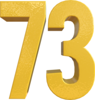 Number 73 Yellow Metal Paint 3D Render png