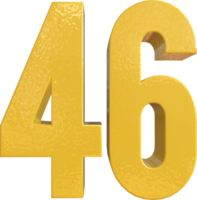 Nummer 46 gelbe Metallfarbe 3D-Rendering png