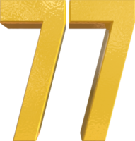 Number 77 Yellow Metal Paint 3D Render png