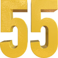 Number 55 Yellow Metal Paint 3D Render png