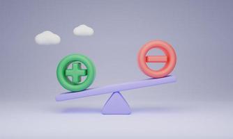 Pros and Cons abstract comparison concept, 3D illustration. photo