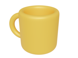 Yellow cartoon cup. 3d render png