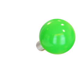 Green light bulb. 3d render png