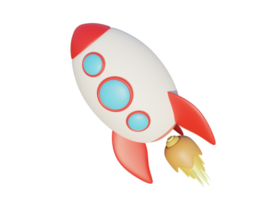 Colored cartoon rocket. 3d render. png