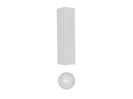 White exclamation mark. 3d render. png
