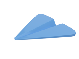 Blue paper airplane icon. 3d render. png