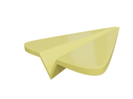 Yellow paper airplane icon. 3d render. png