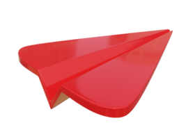 rotes Papierflugzeug-Symbol. 3D-Rendering. png