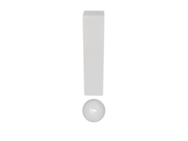 White exclamation mark. 3d render. png