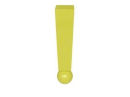 Yellow exclamation mark. 3d render. png