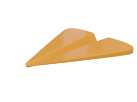 ícone de avião de papel laranja. renderização 3D. png