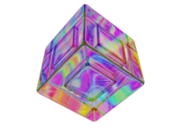 3d shape, Rainbow geometric figure. 3d render. png