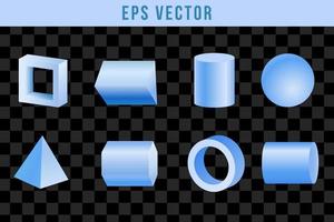 Elementos geométricos de objetos 3d aislados sobre fondo transparente vector