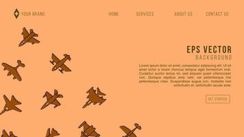 Editable vector website template with a jet isolated design