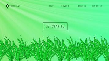 Green coral web page ocean banner design template vector