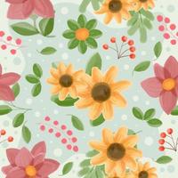Floral Watercolor Seamless Pattern Background vector