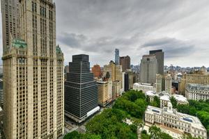 Panoramic aerial view of the skyscrapers of lower Manhattan in New York City. photo