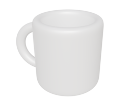 White cartoon cup. 3d render png