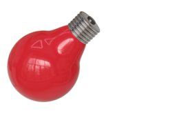 Red light bulb. 3d render png