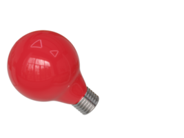 Red light bulb. 3d render png