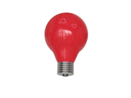 Red light bulb. 3d render png