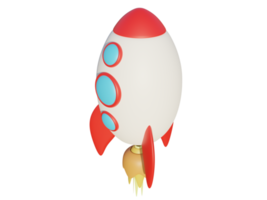 Colored cartoon rocket. 3d render. png