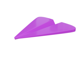 icono de avión de papel violeta. procesamiento 3d png