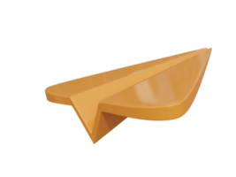 Orange paper airplane icon. 3d render. png