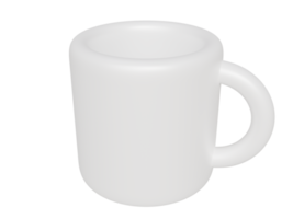 White cartoon cup. 3d render png