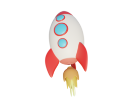 Colored cartoon rocket. 3d render. png