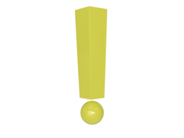 Yellow exclamation mark. 3d render. png