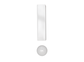 signo de exclamación blanco. procesamiento 3d png