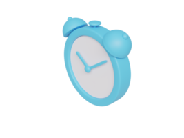 Blue cartoon alarm clock. 3d render. png